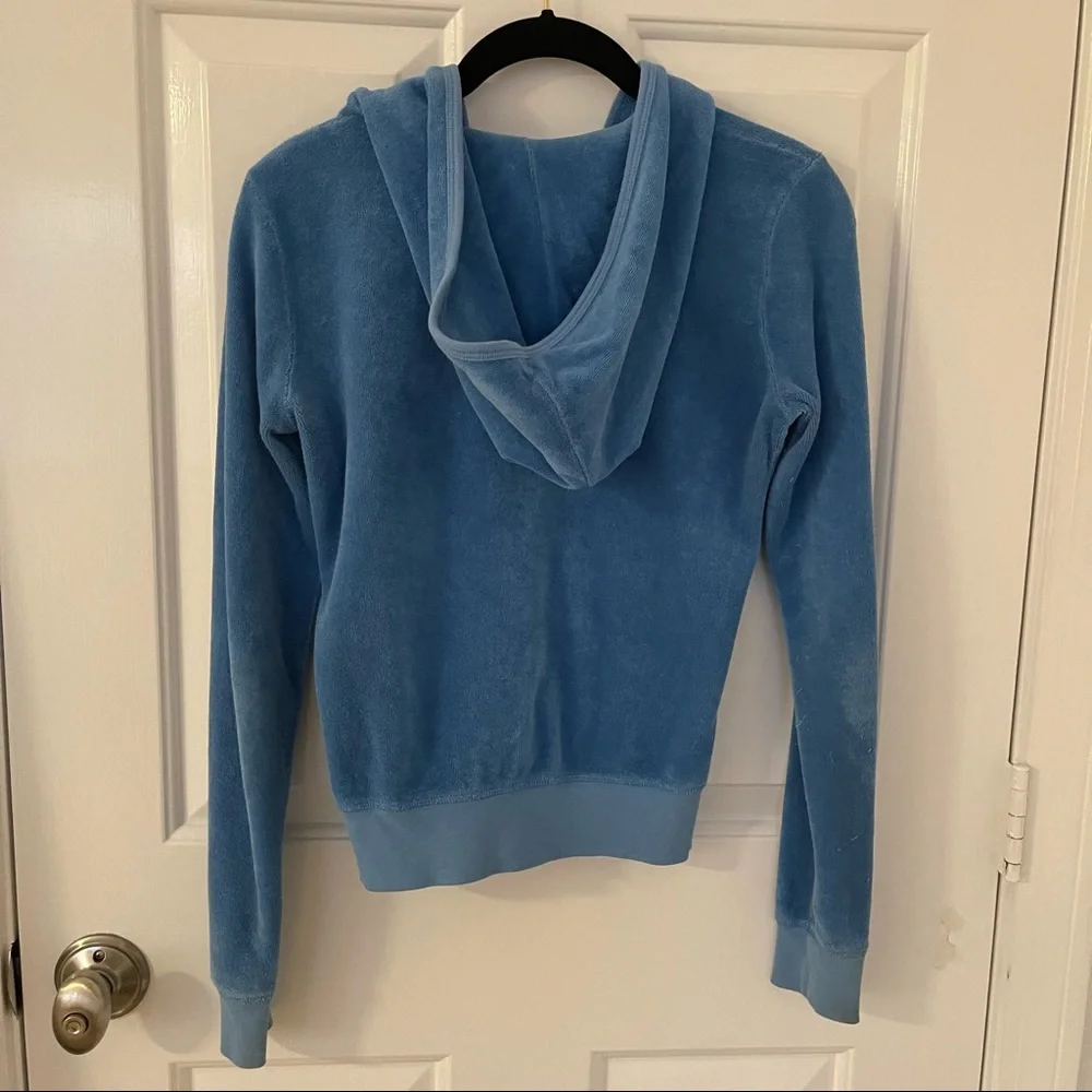 Juicy Couture blue terry cloth zip up hoodie with silver “J” - Picture 5 of 16